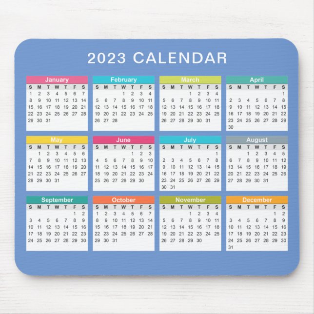 Tapis De Souris Calendrier 2023 mignon et coloré | Mousepad (Devant)