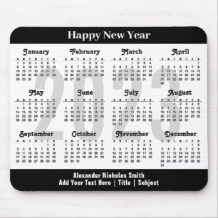 Tapis De Souris Calendrier 2023 Moderne minimaliste noir et blanc 