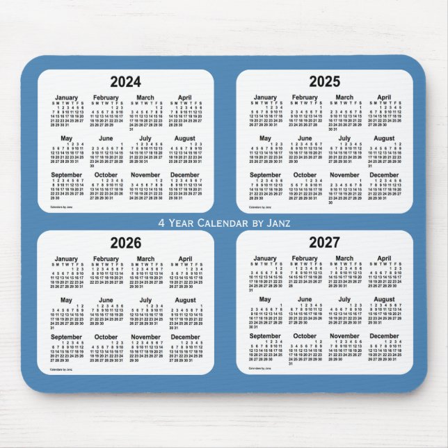 Tapis De Souris Calendrier 2024-2027 Steel Blue 4 Year par Janz (Devant)