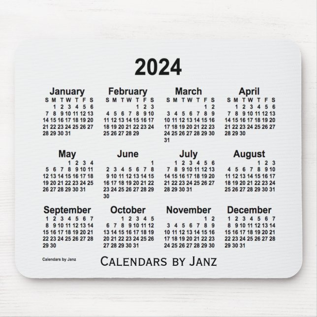 Tapis De Souris Calendrier 2024 de la fumée blanche par Janz Mouse (Devant)