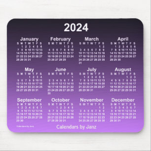 Tapis De Souris Calendrier 2024 de Néon Violet Faded par Janz Mous