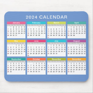 Tapis De Souris Calendrier 2024 mignon et coloré   Mousepad