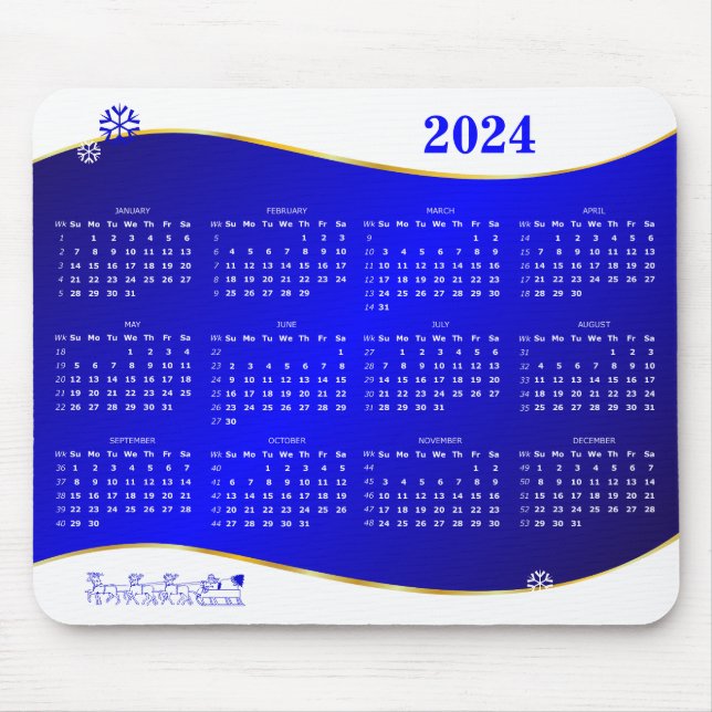 Tapis De Souris Calendrier 2024 sur le pavé de souris arrière - pl (Devant)