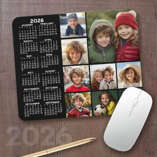 Tapis De Souris Calendrier 2025 - 9 photo collage - noir