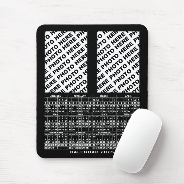 Tapis De Souris Calendrier 2025 Ajouter 2 Photos verticales Mousep (Avec souris)