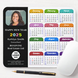 Tapis De Souris Calendrier 2025 Business Logo moderne noir coloré