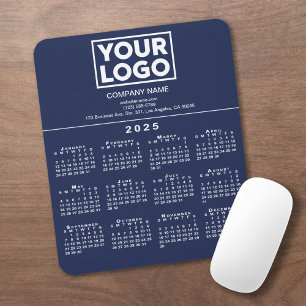 Tapis De Souris Calendrier 2025 Logo de la compagnie et texte sur
