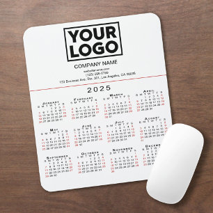 Tapis De Souris Calendrier 2025 - Logo d'entreprise et texte en bl