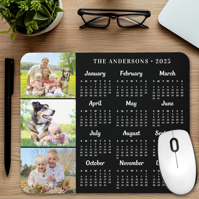 Tapis De Souris Calendrier 2025 Personnalisé 3 Photos Famille mode (Créateur téléchargé)