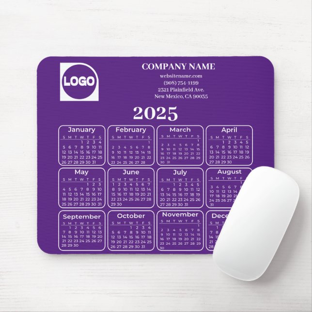 Tapis De Souris Calendrier 2025 Personnalisé Nom et logo de l'entr (Avec souris)