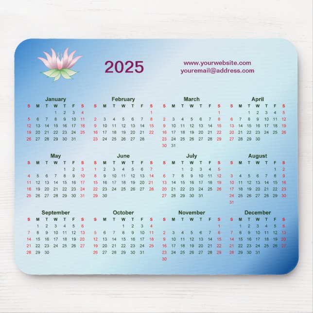 Tapis De Souris Calendrier 2025 pour les entreprises (Devant)