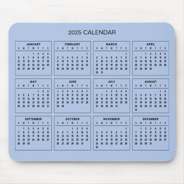Tapis De Souris Calendrier 2025 simple mais élégant | Tapis de sou (Devant)