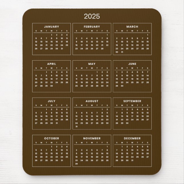 Tapis De Souris Calendrier 2025 simple mais élégant | Tapis de sou (Devant)