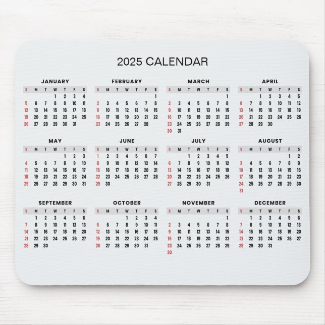 Tapis De Souris Calendrier 2025 simple mais élégant | Tapis de sou (Devant)