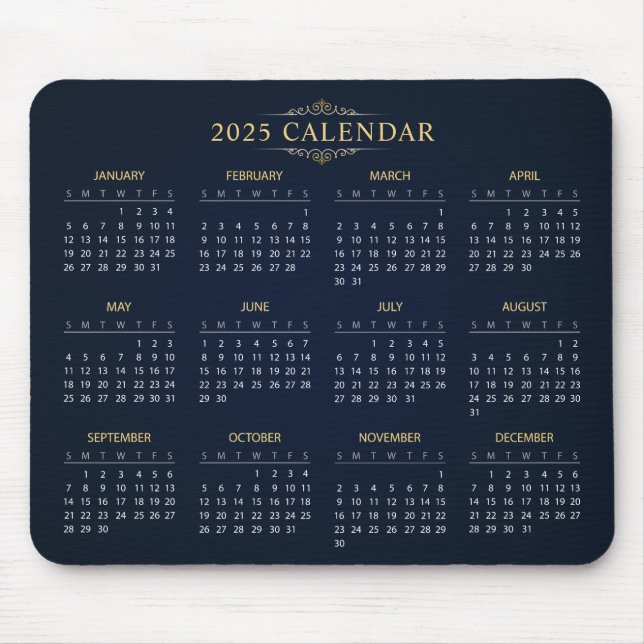 Tapis De Souris Calendrier 2025 simple mais élégant | Tapis de sou (Devant)