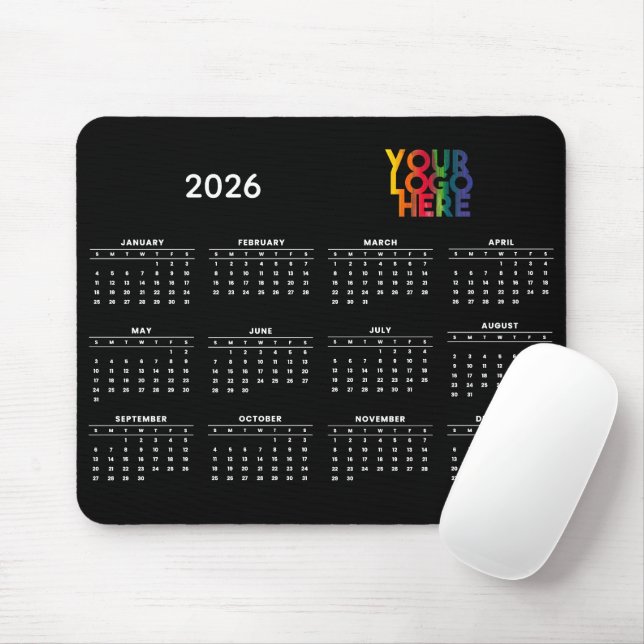 Tapis De Souris Calendrier 2026 Business Logo Corporate Office (Avec souris)