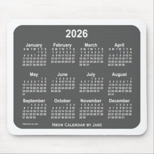Tapis De Souris Calendrier 2026 du charbon blanc par Janz