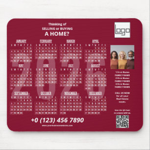Tapis De Souris Calendrier 2026 Logo de la société QR Code Bourgog