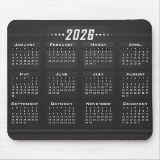 Tapis De Souris Calendrier 2026 Moderne Noir Blanc