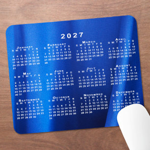 Tapis De Souris Calendrier 2027 Abstrait Bleu Photo Personnalisée