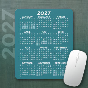 Tapis De Souris Calendrier 2027 - fond bleu - Vertical