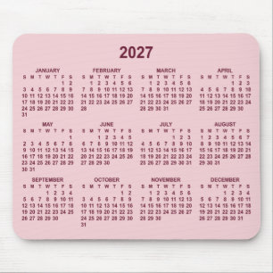 Tapis De Souris Calendrier 2027 Rose et Bourgogne