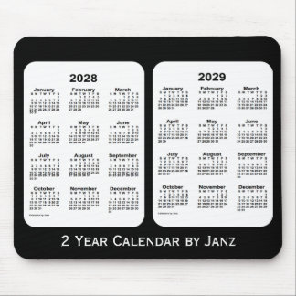 Tapis De Souris Calendrier 2028-2029 noir et blanc par Janz