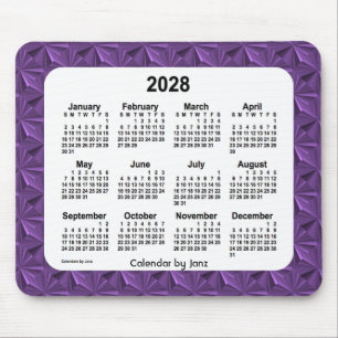 Tapis De Souris Calendrier 2028 des diamants pourpres par Janz Mou