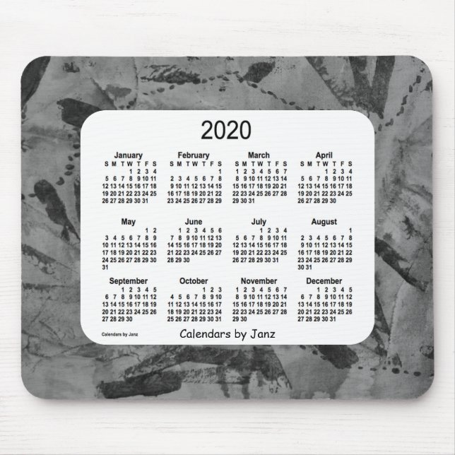 Tapis De Souris Calendrier Abstrait d'art noir 2020 par Janz (Devant)