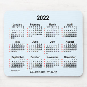 Tapis De Souris Calendrier Alice Blue 52 semaines 2022 par Janz