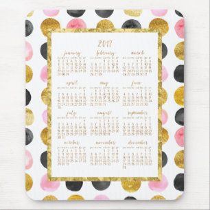 Tapis De Souris Calendrier Annuel 2017 Mousepads Points Rose Et Or