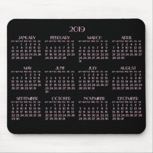 Tapis De Souris Calendrier annuel 2019 de l'Art déco noir Mousepad