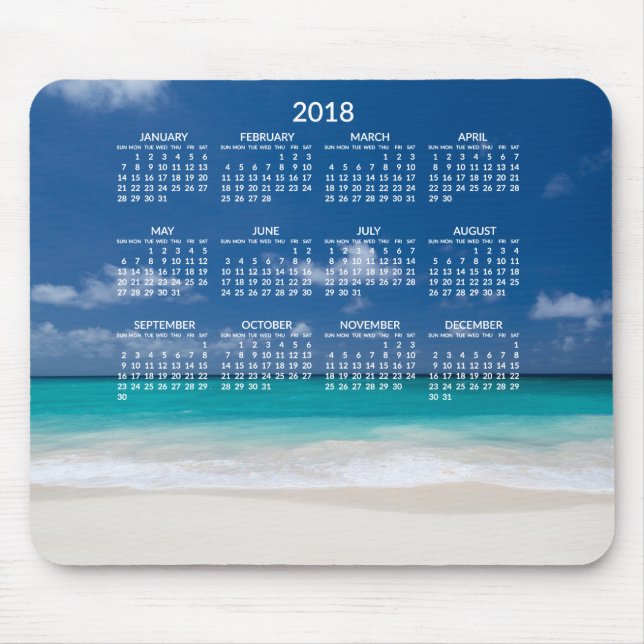 Tapis De Souris Calendrier annuel de plage 2018 Mousepads Ajouter  (Devant)