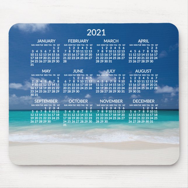Tapis De Souris Calendrier annuel de plage 2021 Mousepads Ajouter  (Devant)