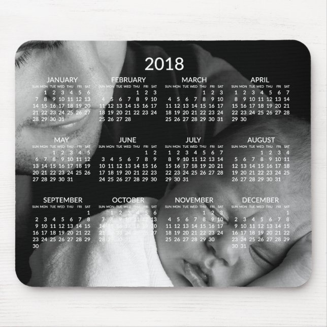 Tapis De Souris Calendrier annuel personnalisé 2018 Mousepads (Devant)