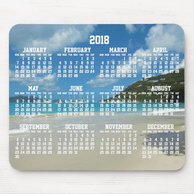 Tapis De Souris Calendrier Annuel Plage 2018 Pads Souris (Devant)