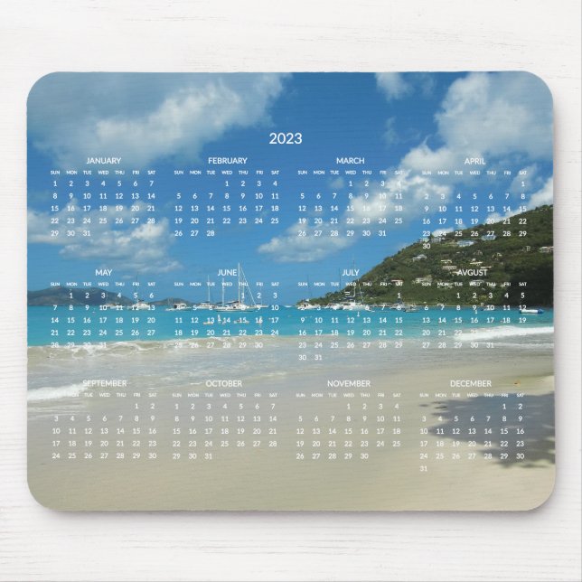 Tapis De Souris Calendrier Annuel Plage 2023 Pad Souris (Devant)