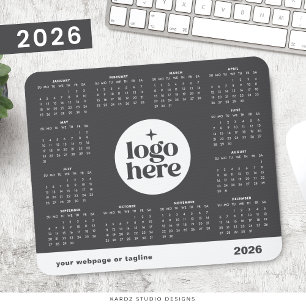 Tapis De Souris Calendrier annuel simple Logo 2026 Entreprise