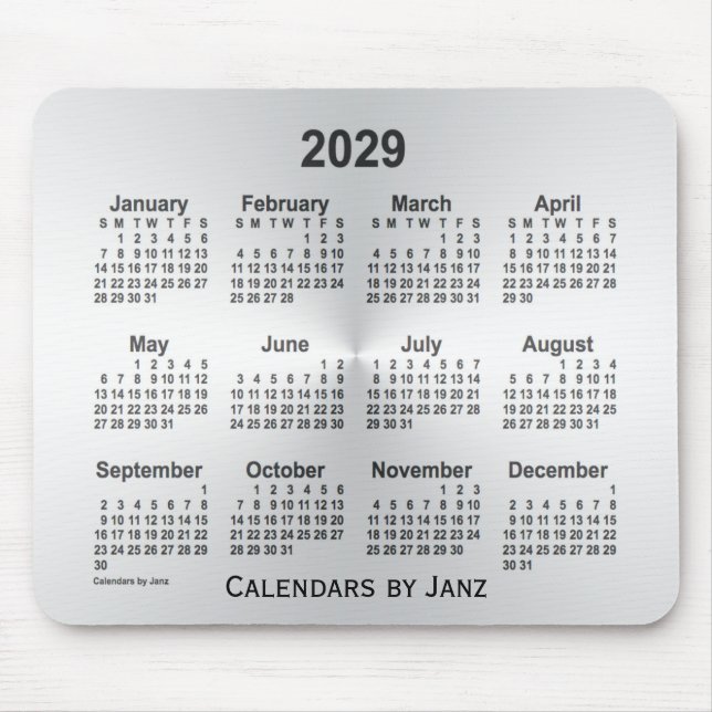 Tapis De Souris Calendrier Argent 2029 par Janz Mouse Pad (Devant)