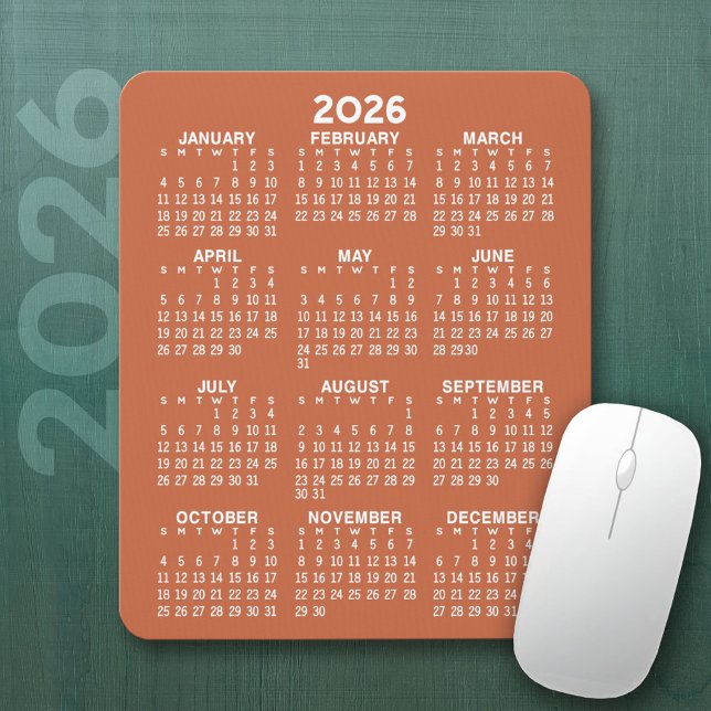 Tapis De Souris Calendrier - arrière - plan de terre cuite - Verti (2026 Calendar Mousepad)