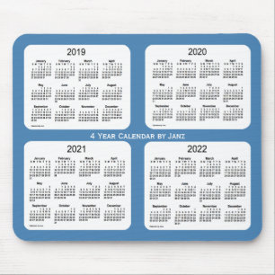 Tapis De Souris Calendrier biennal 2019-2022 Steel Blue 4 Year by 