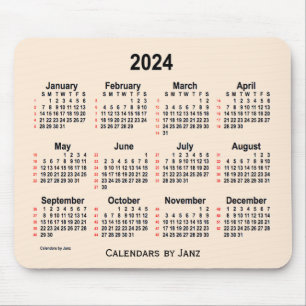 Tapis De Souris Calendrier blanc 52 semaines 2024 par Janz