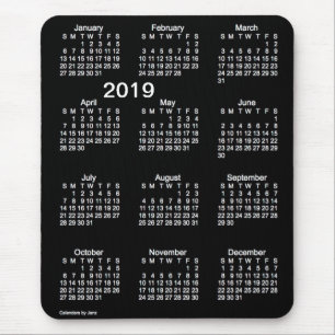 Tapis De Souris Calendrier blanc au néon des gros caractères 201