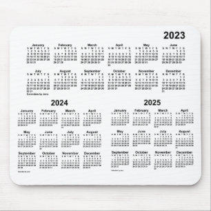 Tapis De Souris Calendrier blanc de 3 ans 2023-2025 par Janz Mouse