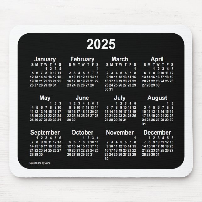 Tapis De Souris Calendrier blanc de Neon 2025 par Janz Two Tone (Devant)