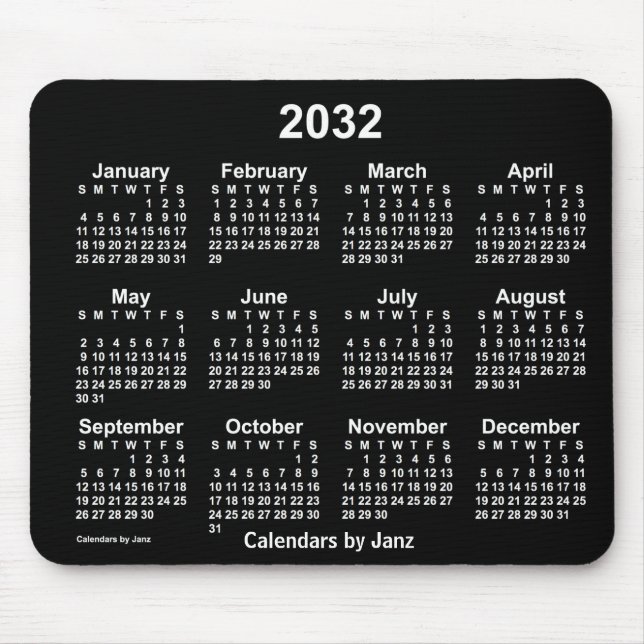 Tapis De Souris Calendrier blanc Neon 2032 par Janz Mouse Pad (Devant)
