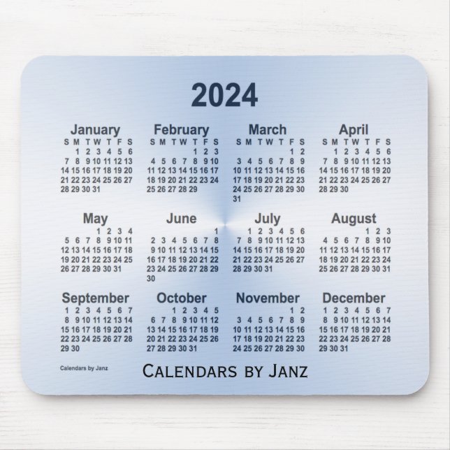 Tapis De Souris Calendrier bleu acier 2024 par Janz Mouse Pad (Devant)