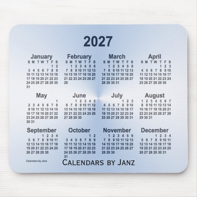 Tapis De Souris Calendrier bleu acier 2027 par Janz Mouse Pad (Devant)
