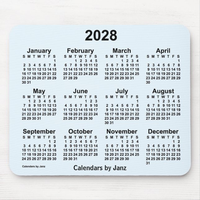 Tapis De Souris Calendrier bleu Alice 2028 par Janz Mouse Pad (Devant)