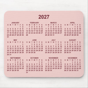 Tapis De Souris Calendrier Bourgogne Rouge Clair 2027